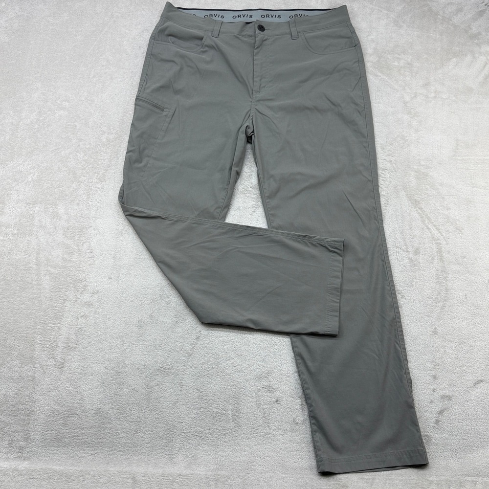 Orvis Tech Pants Mens 38x32 Gray Stretch Water Repellent Hiking Utility Pockets